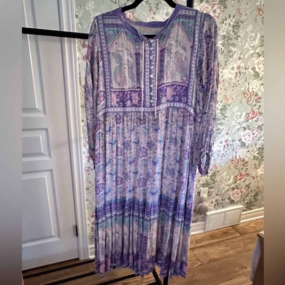 Spell Purple and Blue Floral Midi Dress - Picture 6 of 11